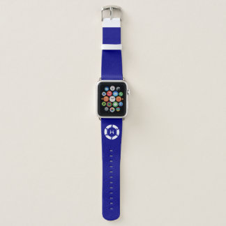 Modern Futuristic Circle SciFi Geek Monogram Blue Apple Watch Band