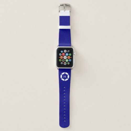 Modern Futuristic Circle SciFi Geek Monogram Blue Apple Watch Band