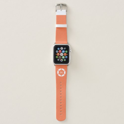 Modern Futuristic Circle SciFi Geek Monogram Coral Apple Watch Band
