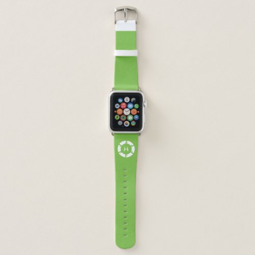 Modern Futuristic Circle SciFi Geek Monogram Green Apple Watch Band