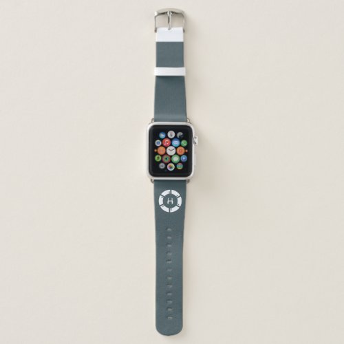 Modern Futuristic Circle SciFi Geek Monogram Grey Apple Watch Band