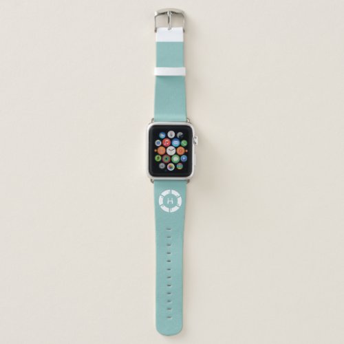 Modern Futuristic Circle SciFi Geek Monogram Mint Apple Watch Band