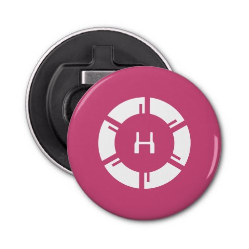 Modern Futuristic Circle SciFi Geek Monogram Pink Bottle Opener