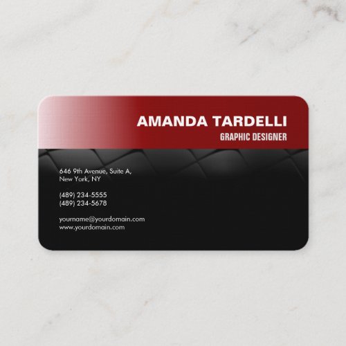 Modern Futuristic Elegant Minimalist Red Black Business Card