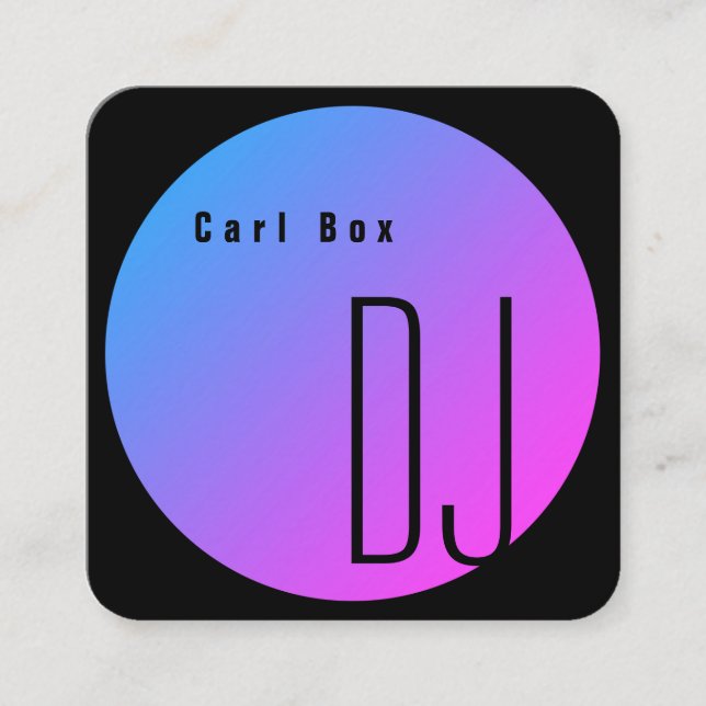 Modern futuristic neon style square business card (Front)