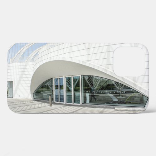 Modern futuristic white building iPhone 12 case