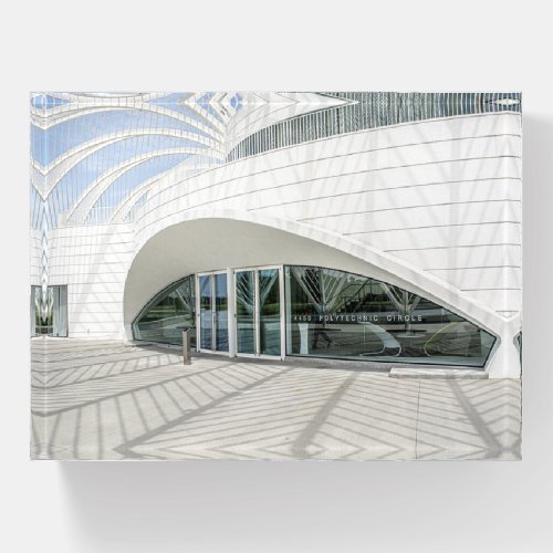 Modern futuristic white building paperweight