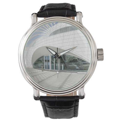 Modern futuristic white building watch