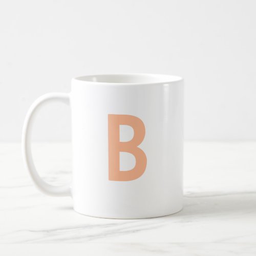 Modern fuzzy peach simple letter monogram coffee mug