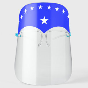 Modern galactic super star hero on blue face shield