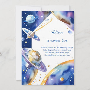 Modern Galaxy Astro Adventure Birthday Invitation