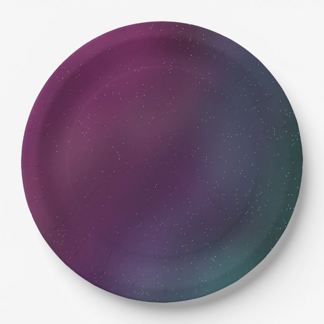 Modern Galaxy Birthday Party Purple Blue Sky Paper Plates (Front)