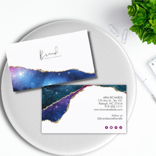 Modern Galaxy Colorful Stars Gold Business Logo  Business Card
