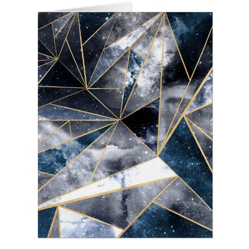 Modern Galaxy Nebula Geometric Gold Triangles