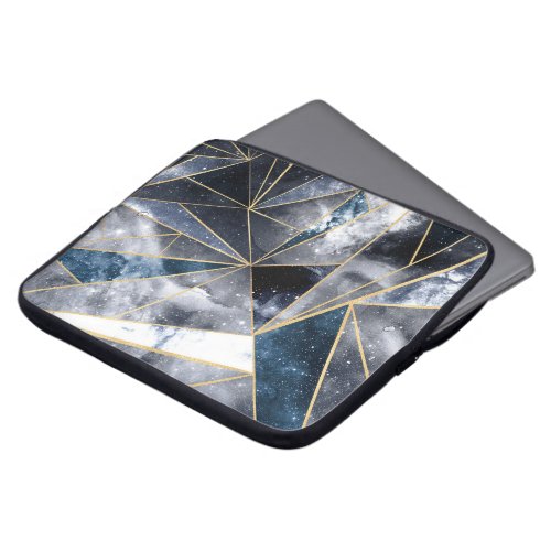 Modern Galaxy Nebula Geometric Gold Triangles Laptop Sleeve