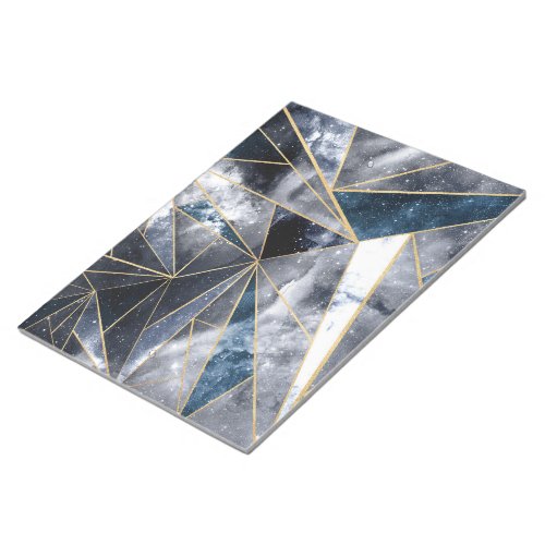 Modern Galaxy Nebula Geometric Gold Triangles Notepad