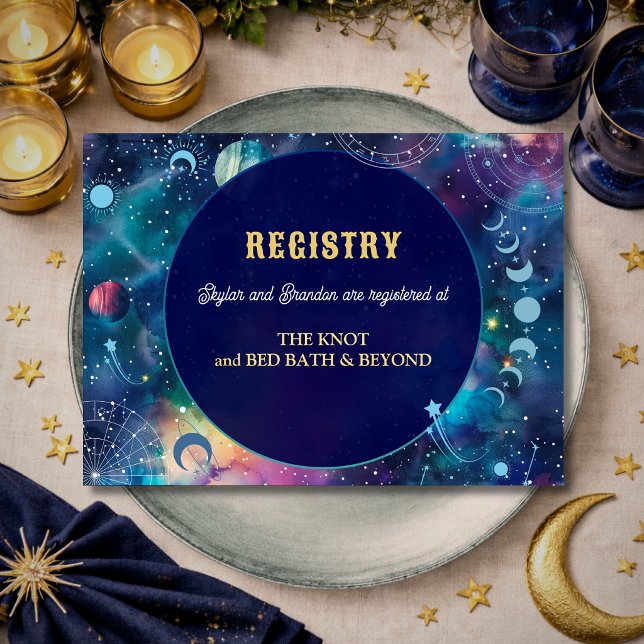 Modern galaxy space moon phases celestial wedding enclosure card (Creator Uploaded)
