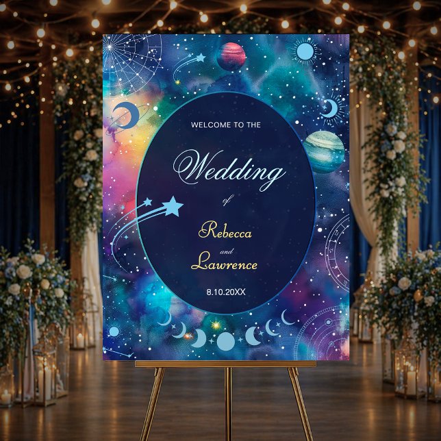 Modern galaxy space moon phases celestial wedding foam board (Creator Uploaded)