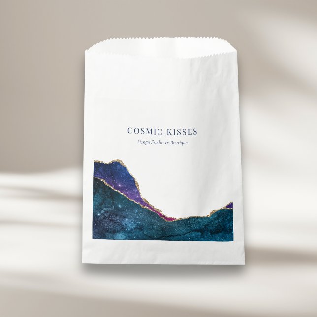 Modern Galaxy Vibrant Celestial Brand Logo White Favor Bag (Creator Uploaded)