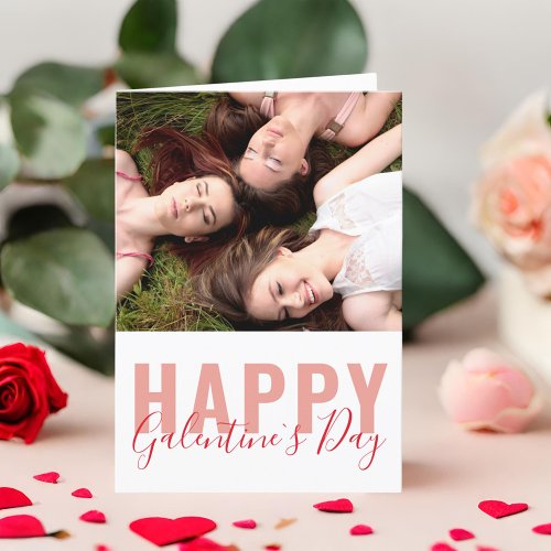 Modern Galentines Day Friends Photo Valentines  Holiday Card