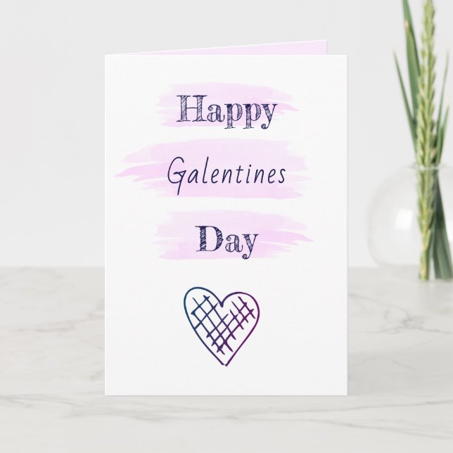 Modern Galentines Day Besties Folded Holiday Card (Front)