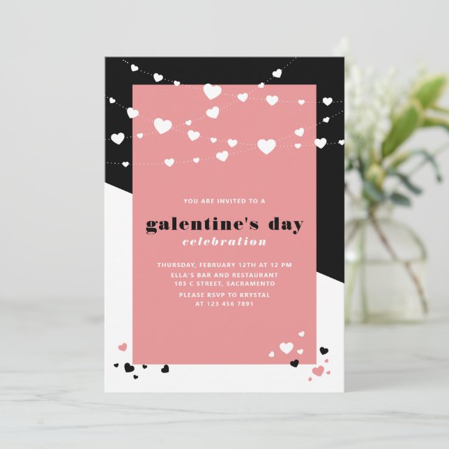 Modern Galentine's Day Celebration Invitation (Standing Front)