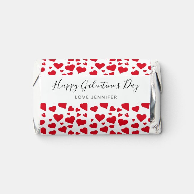 Modern Galentine's Day Red Hearts Personalized Hershey's Miniatures (Front)