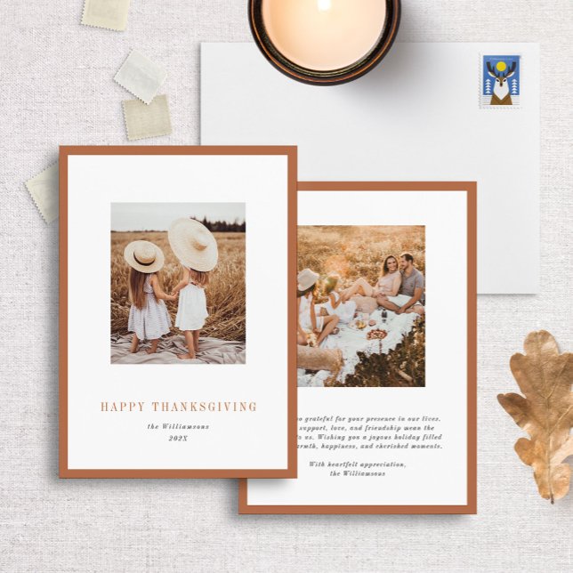Modern Gallery Frame Thanksgiving Photo Card (Creator Uploaded)