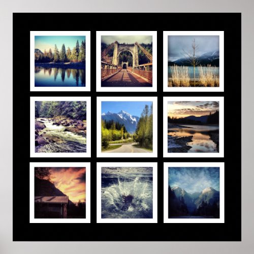 Modern Gallery Style 9 Instagram Photo Collage Poster