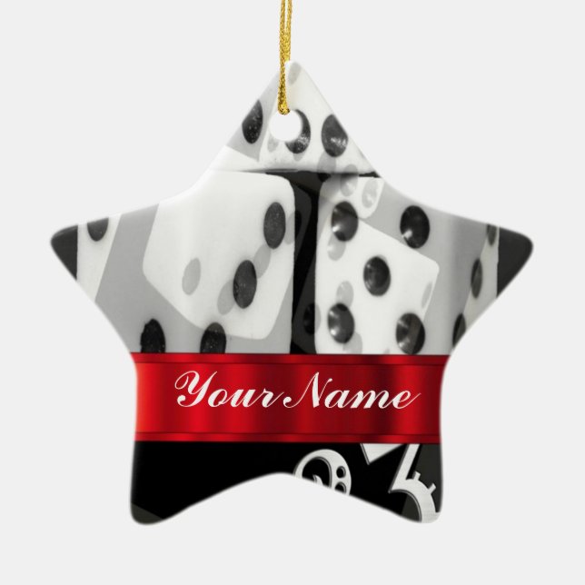 Modern gambling dice ceramic ornament (Front)