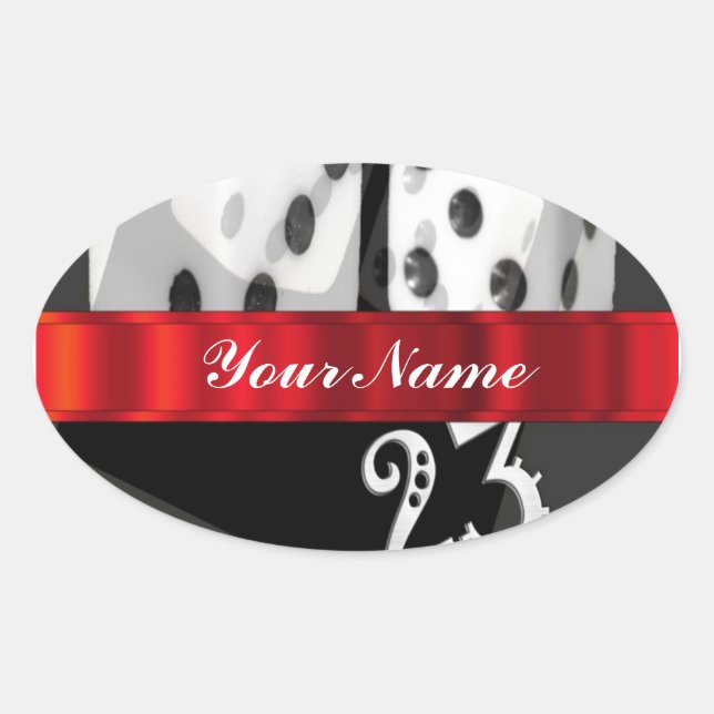 Modern gambling dice oval sticker (Front)