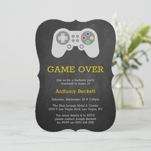 Modern Game Over Bachelor Party Invitations | Zazzle