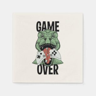 Modern Game Over T-Rex Dinosaur Video Gamers' Napkins