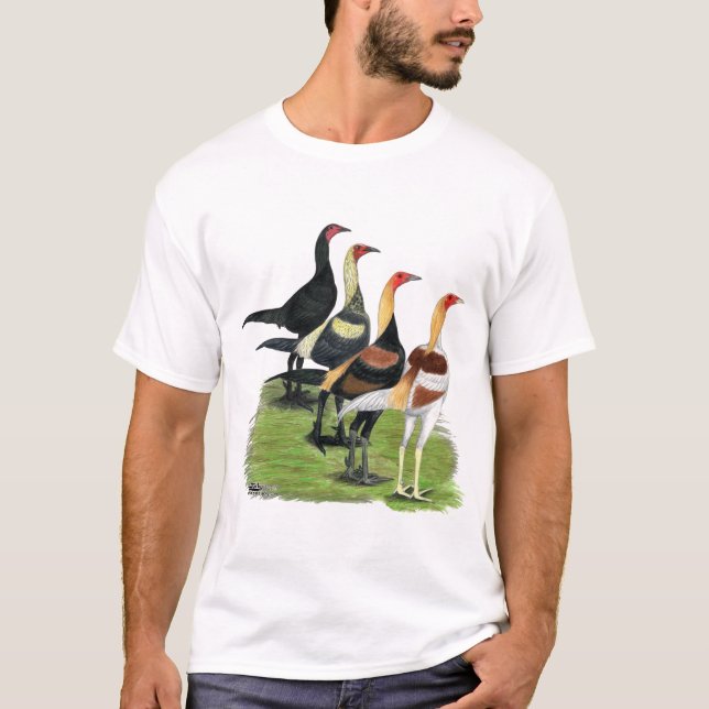 Modern Game Roosters T-Shirt (Front)