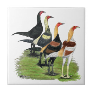 Modern Game Roosters Tile