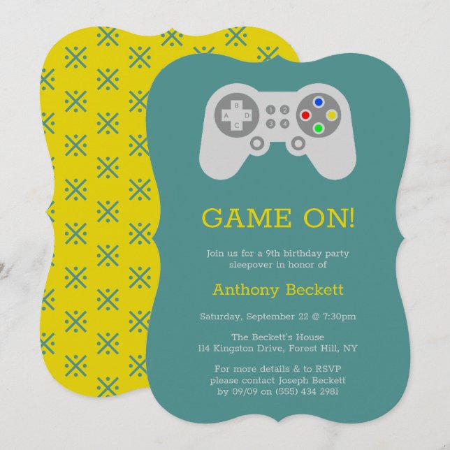 Modern Gamer Any Age Birthday Invitation (Front/Back)