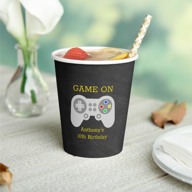 Modern Gamer Any Age Birthday Paper Cups (Insitu)
