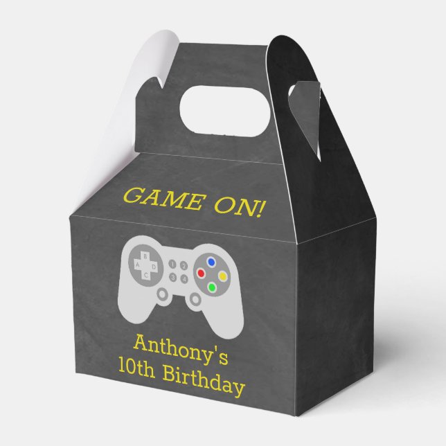 Modern Gamer Any Age Birthday Party Favor Boxes (Front Side)