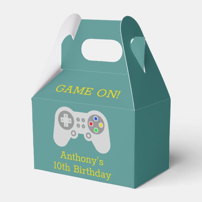 Modern Gamer Any Age Birthday Party Favor Boxes (Front Side)