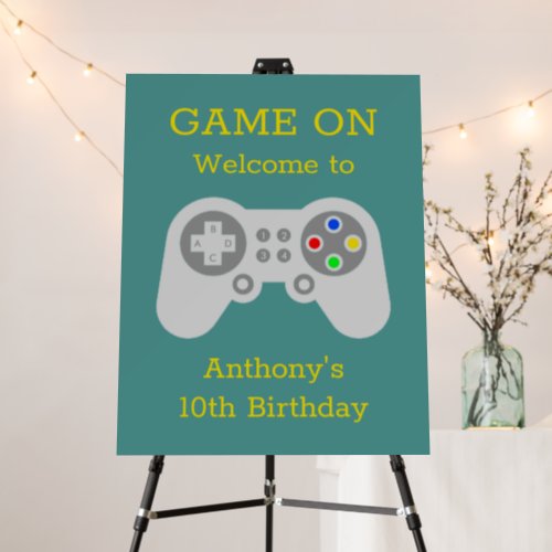 Modern Gamer Any Age Birthday Party Welcome Foam Board