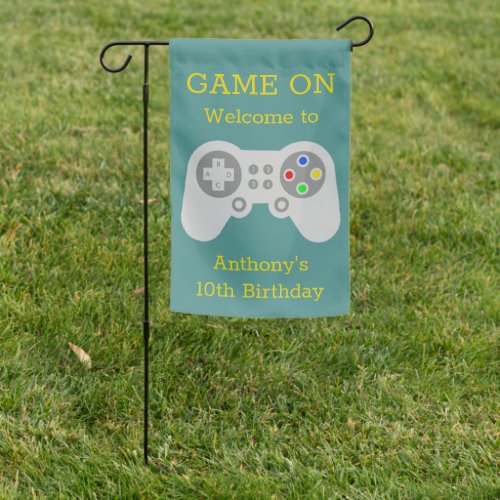 Modern Gamer Any Age Birthday Party Welcome Garden Flag
