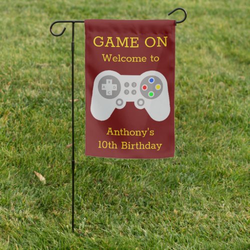 Modern Gamer Any Age Birthday Party Welcome Garden Flag