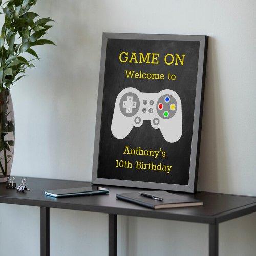 Modern Gamer Any Age Birthday Party Welcome Poster