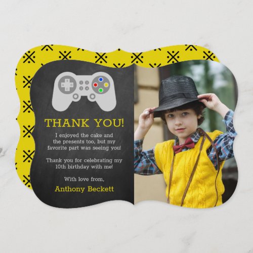 Modern Gamer Any Age Birthday Photo Thank You Card