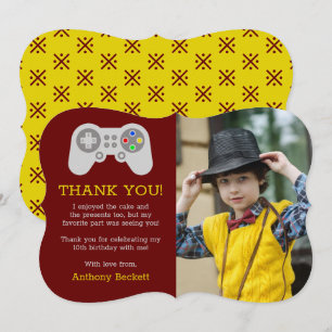 Modern Gamer Any Age Birthday Photo Thank You Card