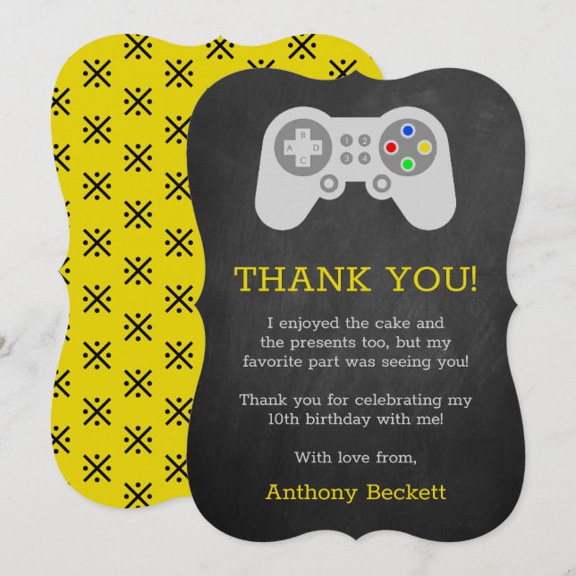 Modern Gamer Any Age Birthday Thank You Card (Front/Back)