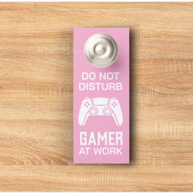 Modern Gamer At Work Personalized Game Controller  Door Hanger (Modern personalized text for gamer of video game lover door hanger)