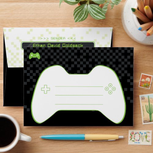 MODERN GAMER guest cool fun black lime green Envelope