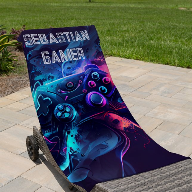 Modern gamer kids  beach towel (Creator Uploaded)