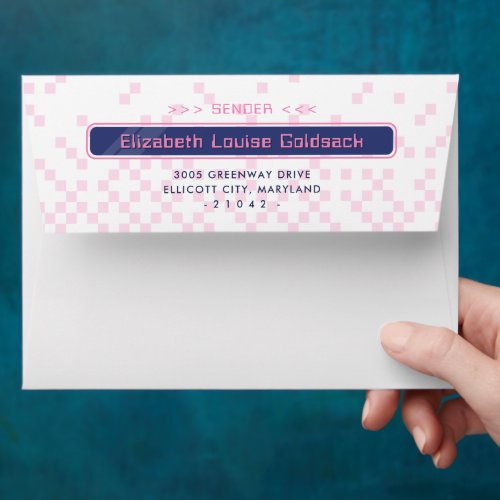 MODERN GAMING guest address trendy navy blue pink Envelope